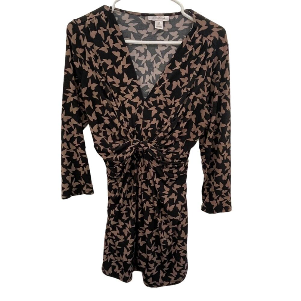 Motherhood Maternity Black Brown Butterfly Blouse Size Medium